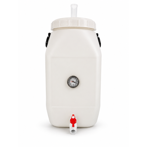 Fermentador Plástico con Termómetro, Airlock y Válvula de Salida - 30 Lt