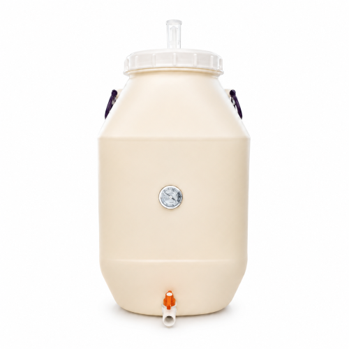 Fermentador Plástico con Termómetro, Airlock y Válvula de Salida - 60 Lt