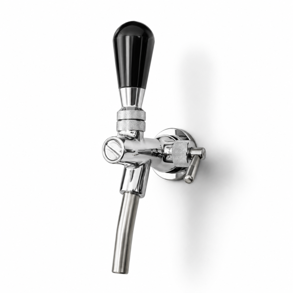Grifo de cerveza plateado con shank y flujometro