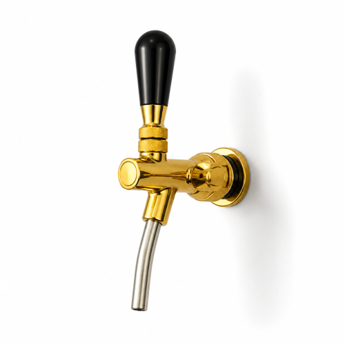 Grifo de Cerveza Dorado con Shank y Flujómetro