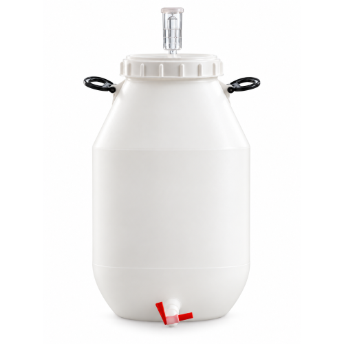 Fermentador Plástico con Termómetro, Airlock y Válvula de Salida - 60 Lt